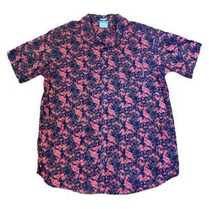 Columbia Red/Blk 100% Cotton Island Button Up Men’s Size XL Short Sleeve